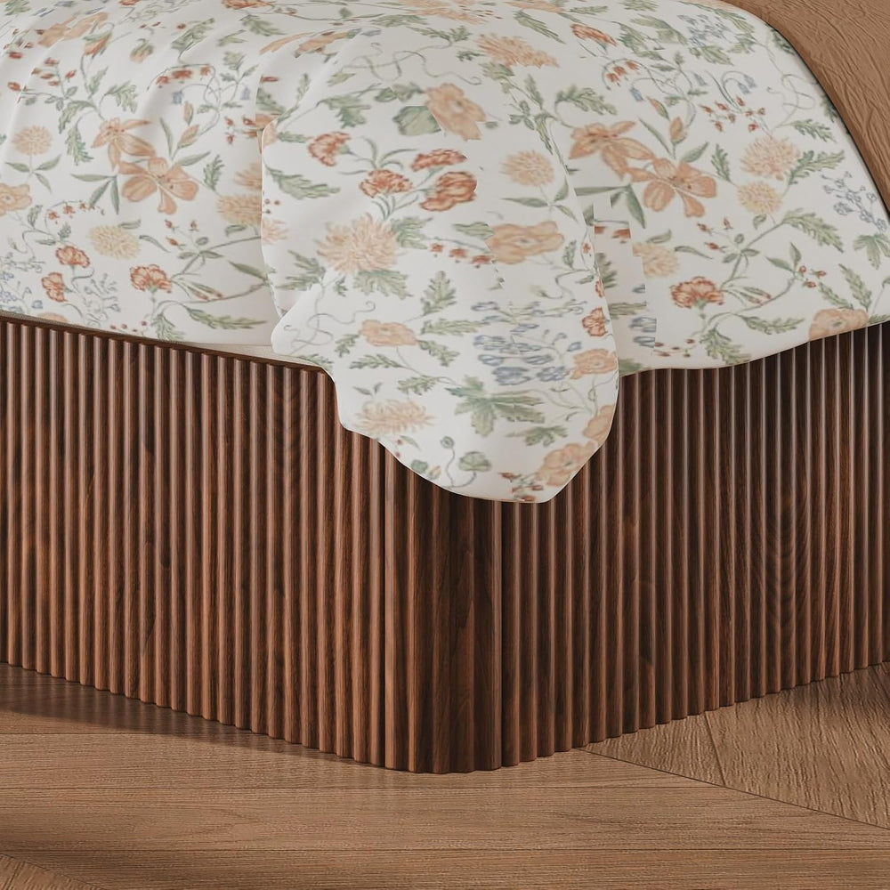 VMU Fluted Queen Size Platform Bed Frame with Lift up Storage