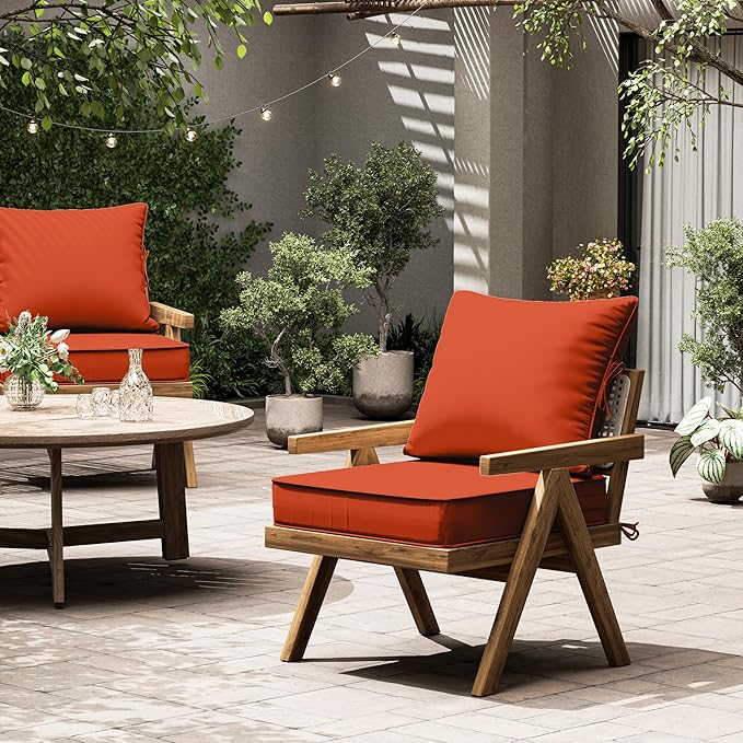 Outdoor Seat Cushion Set 19 L × 19 W × 4 H Inch Waterproof & Fade Resistant - Image 7