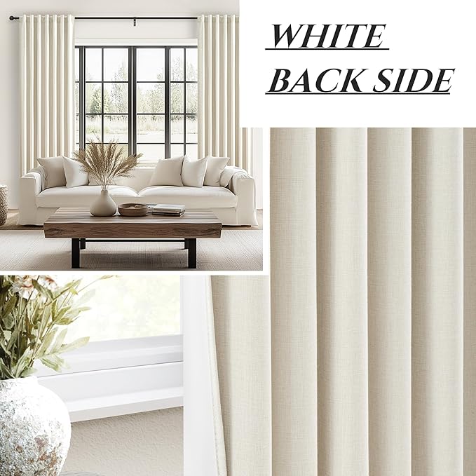 Warm Cream Thick Linen Black Out Curtains 86 Inch Long - Image 7
