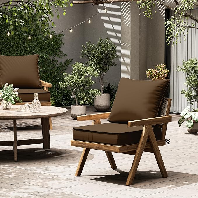 Outdoor Seat Cushion Set 19 L × 19 W × 4 H Inch Waterproof & Fade Resistant - Image 7