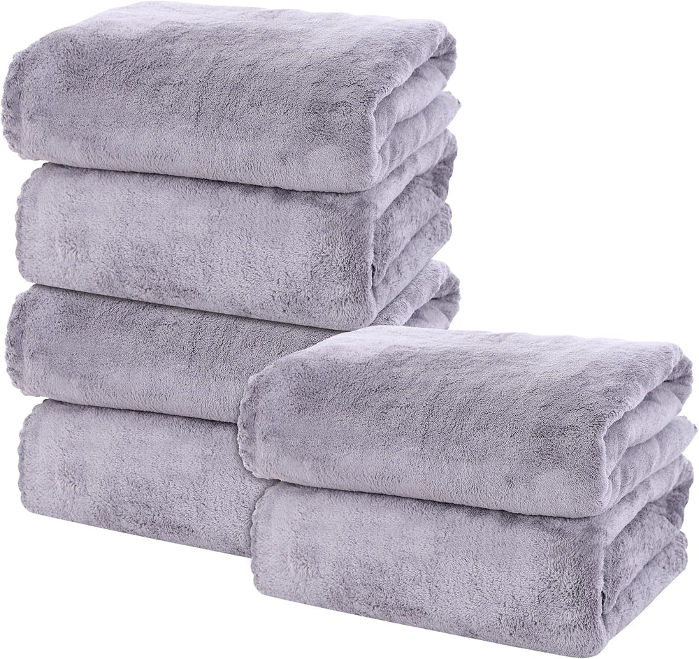 MOONQUEEN 6 Pack Premium Bath Towel Set - Quick Drying - Microfiber Coral Vel...