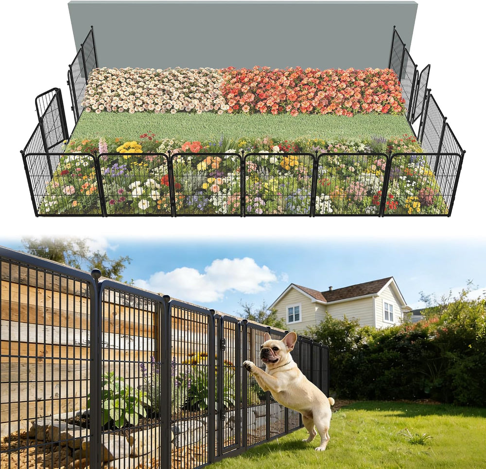 FXW No Dig Garden Fence, Outdoor for Yard, 24in(H) x 30.4ft(L), 16 Panels