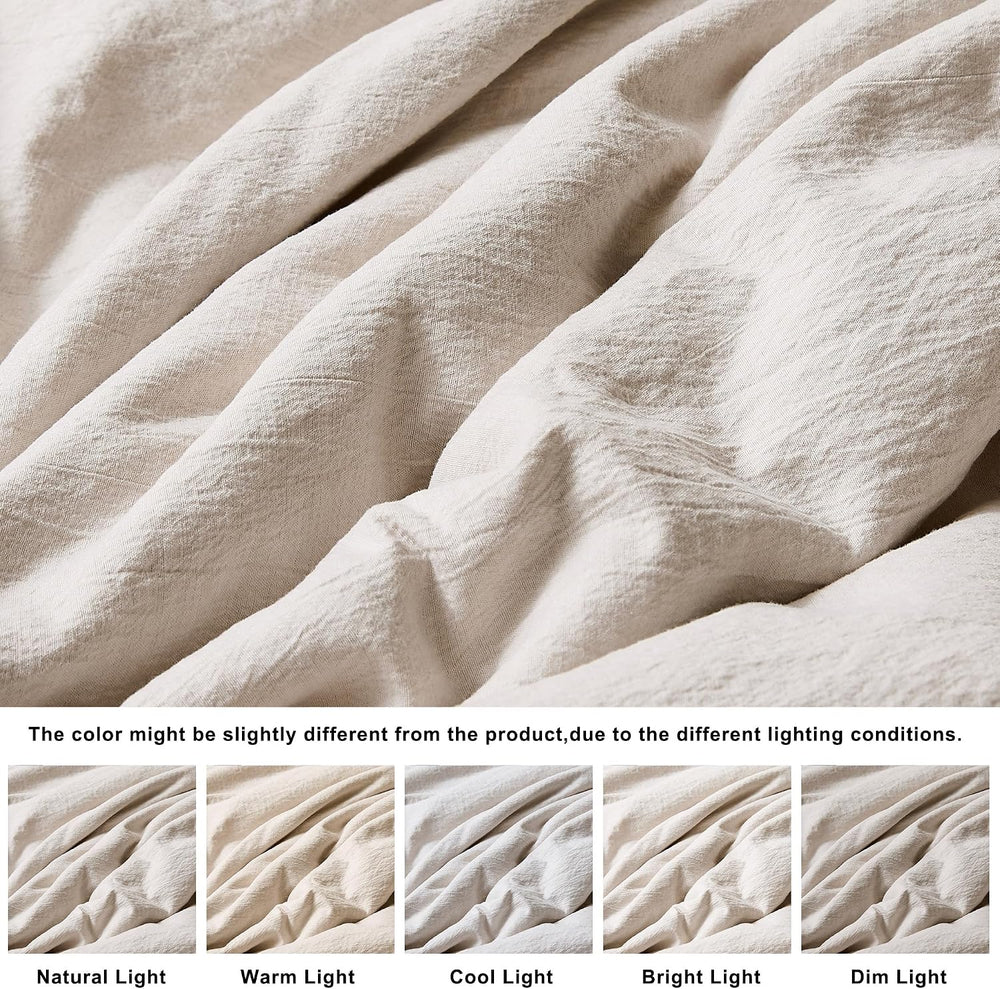 WDCOZY Beige Twin Size Jacquard Duvet Cover Set with Zipper Closure, Modern W...