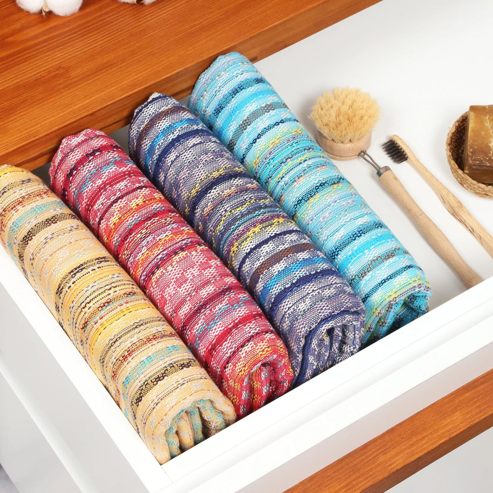 Cacala Extra Large Hand loomed Turkish Bath Towels Set of 4, 100% Cotton Quic...