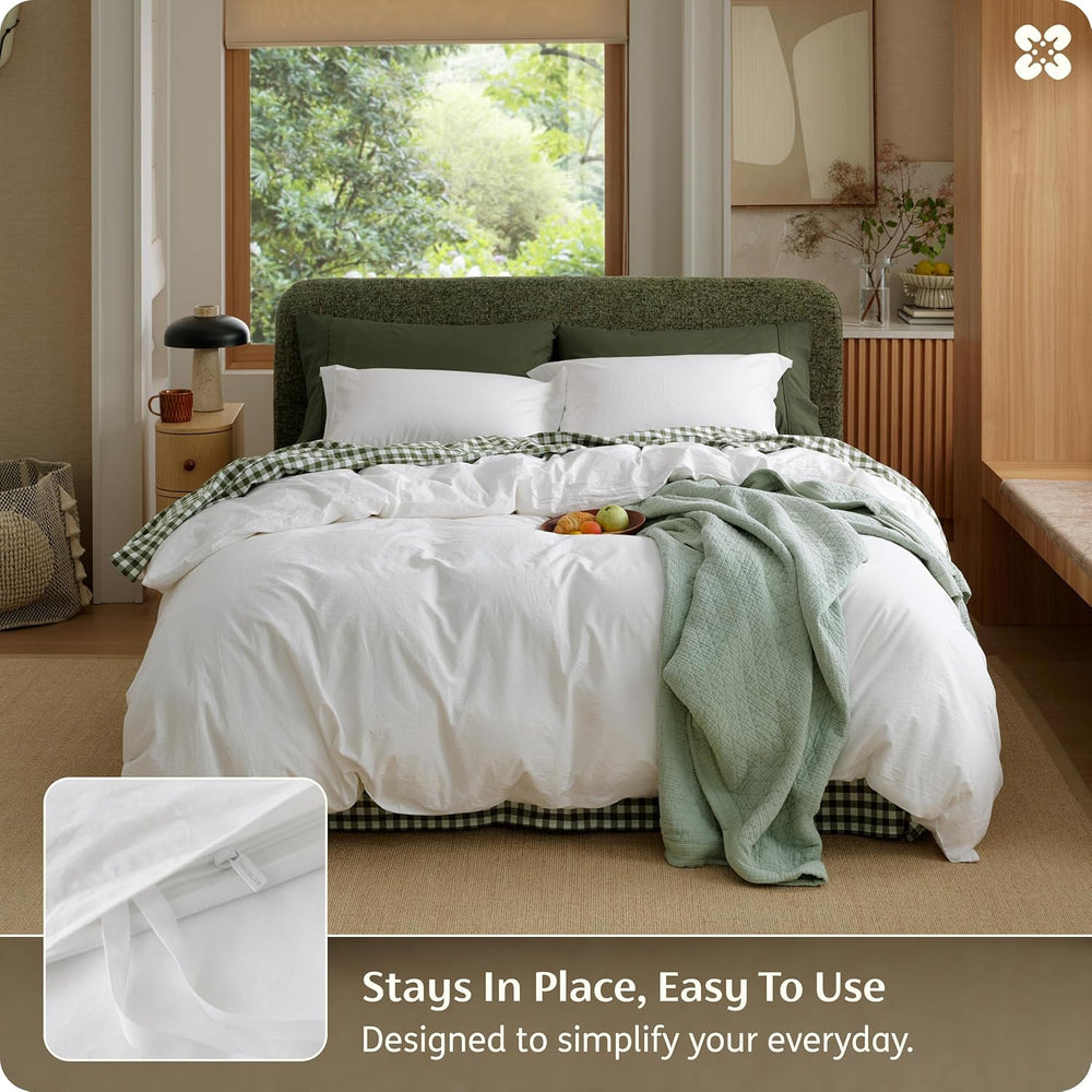 Bedsure PureWoven 100% Washed Cotton Duvet Cover Set, King Size, 3-PC