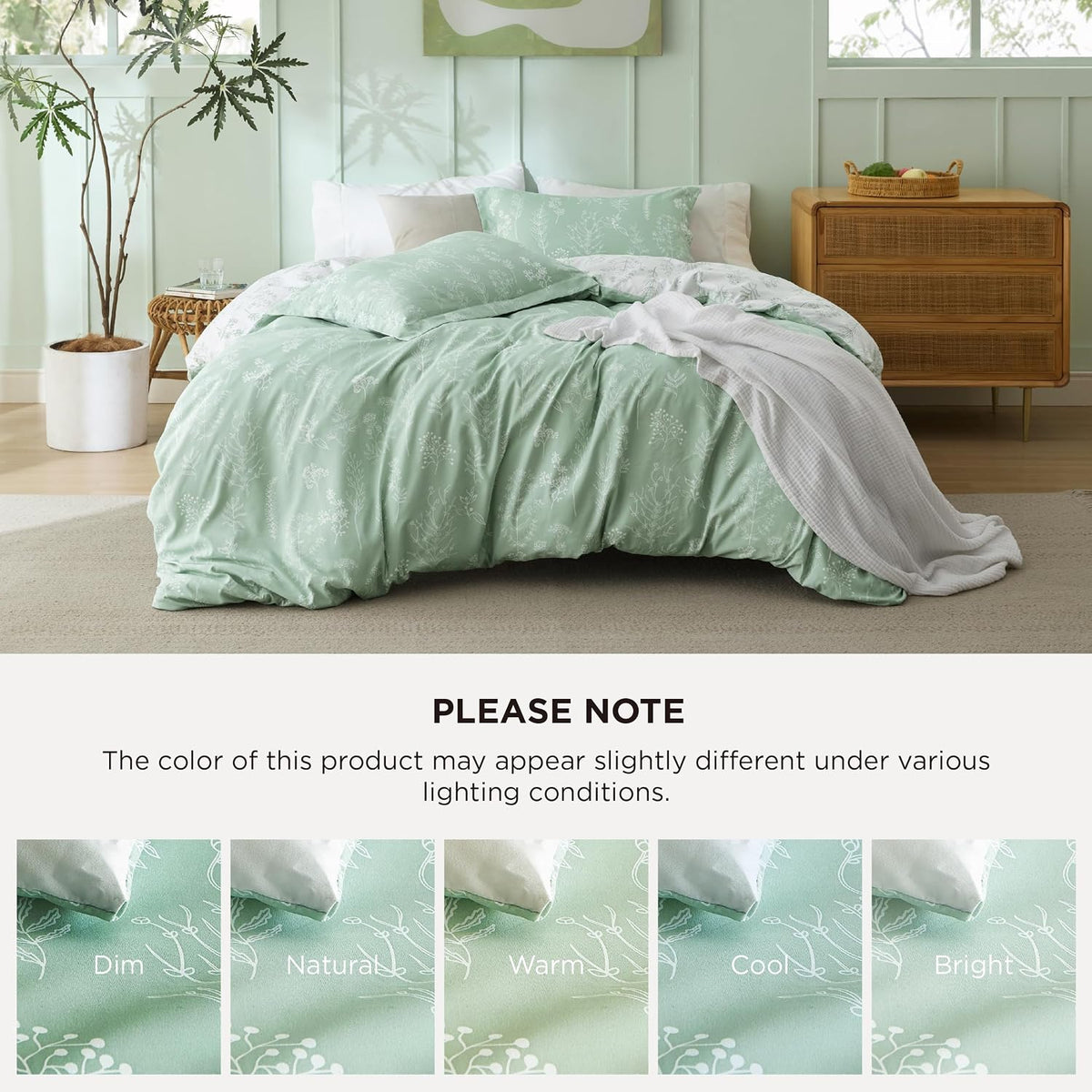 bedsure floral comforter set cute bedding set full, front angle view