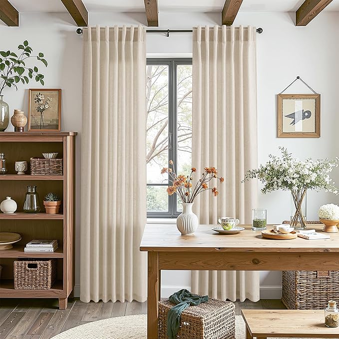 Nanspring Birch Beige Linen Curtains 84 Inches Long - Image 8