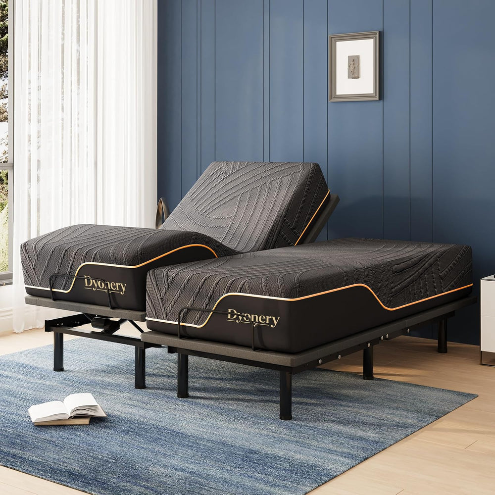 Split King Adjustable Bed Base + 14 Inch Memory Foam Mattress