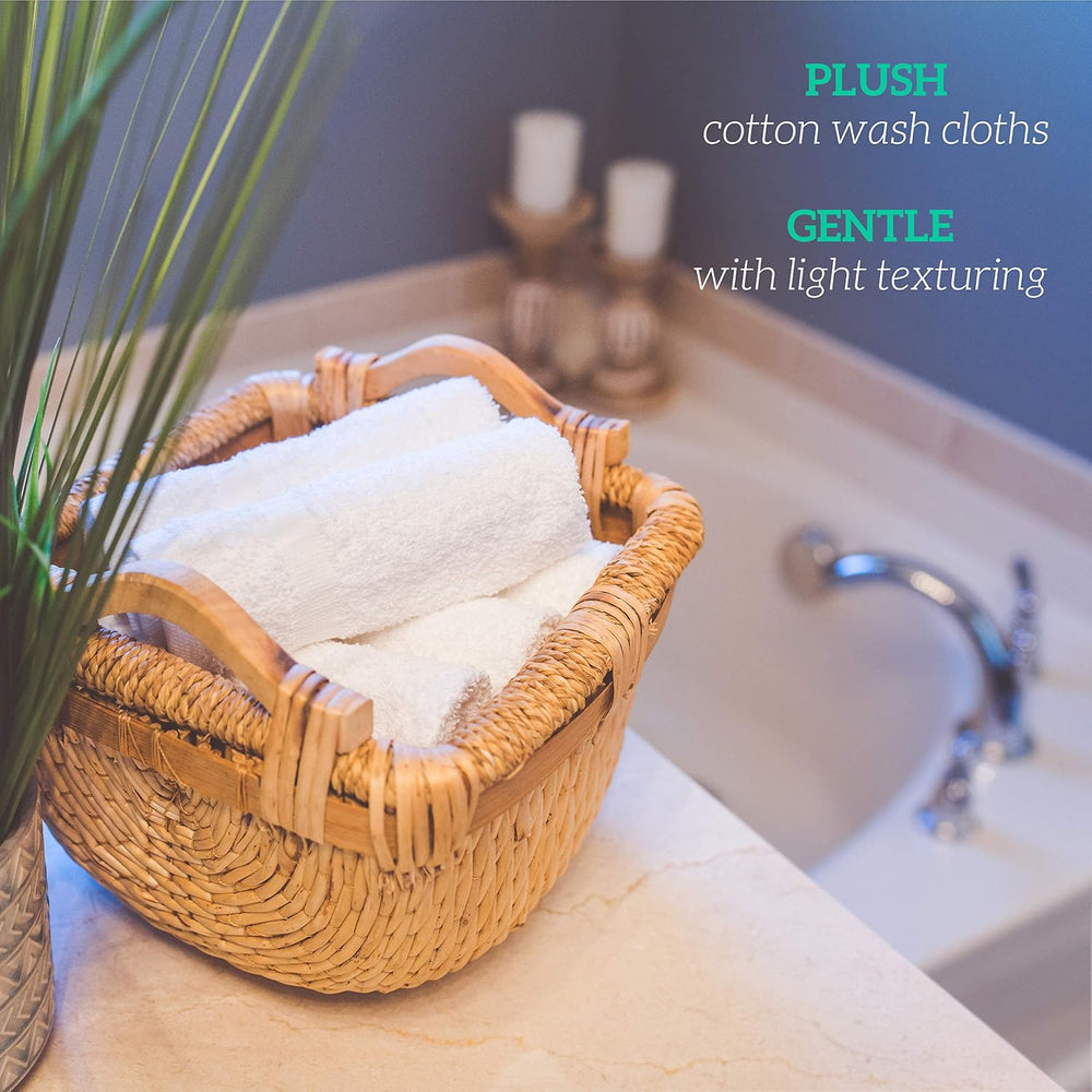 GREEN LIFESTYLE Washcloths 12" x 12" 50 Pack - 100% Cotton Wash Clo...
