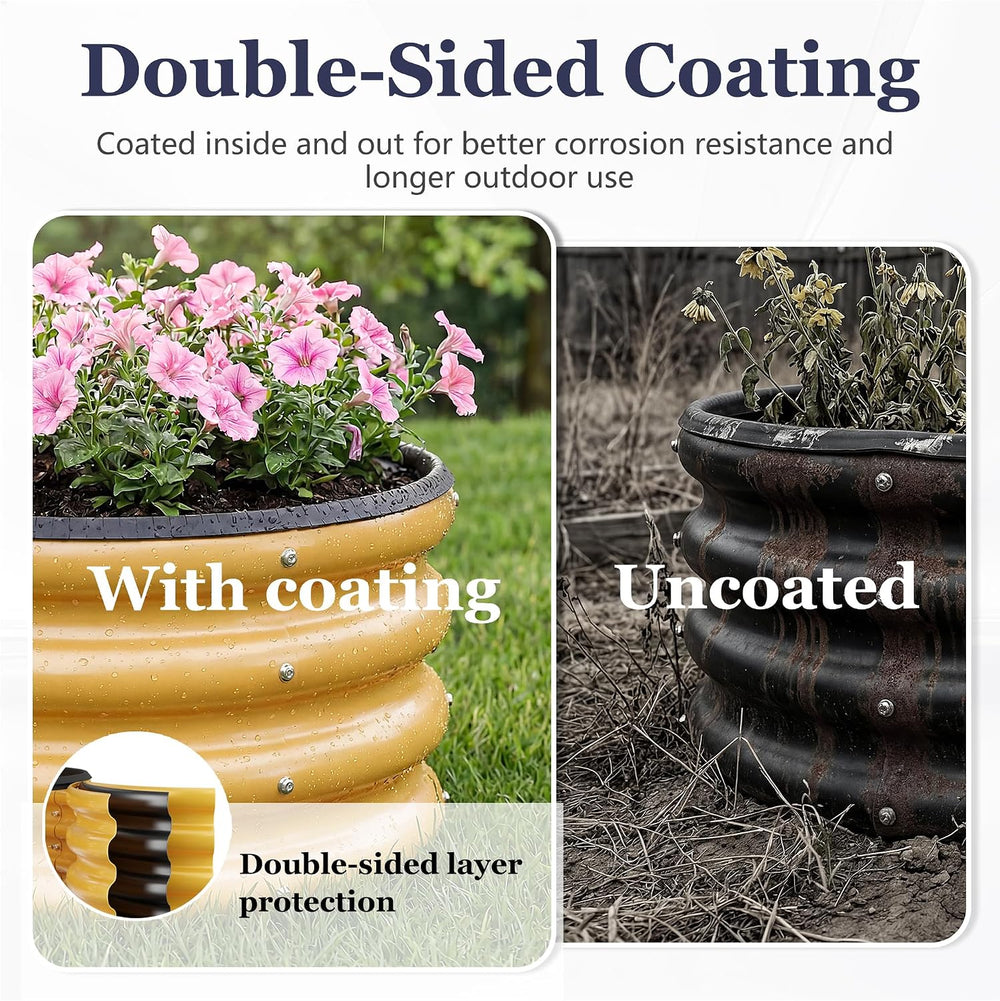 Round Raised Garden Bed, 2 Pack, 2 x 2 x 1 Ft, Yellow