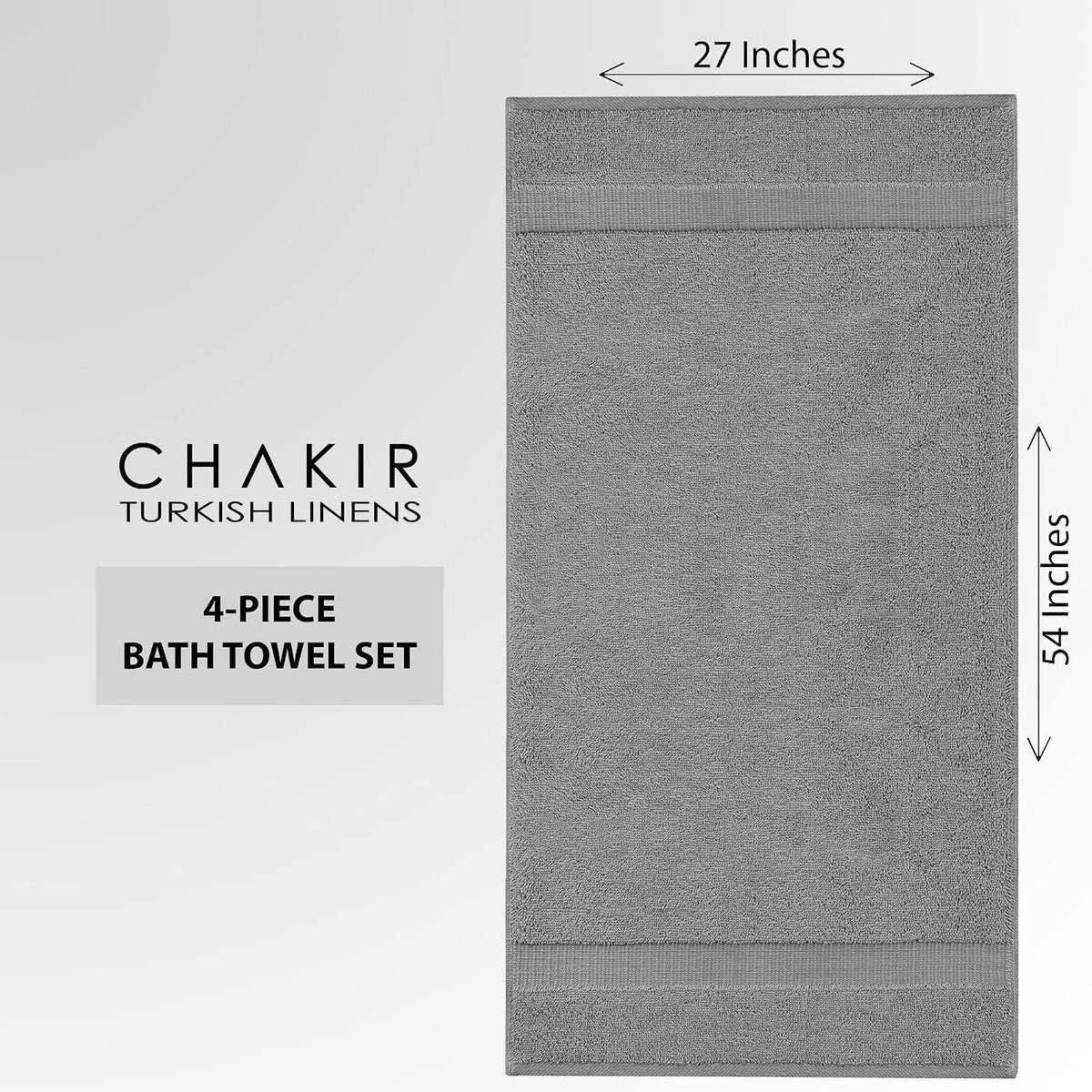 chakir turkish linens 100% cotton 4-pack bath towels on a desk or shelf