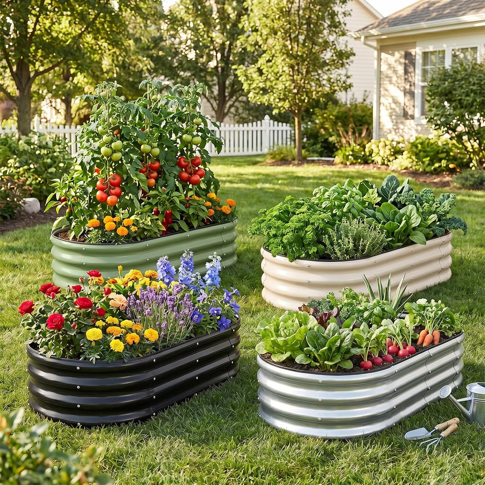 1MORE Galvanized Raised Garden Bed Outdoor,Planter Bed 4x2x1ft,Silver,4-Pk