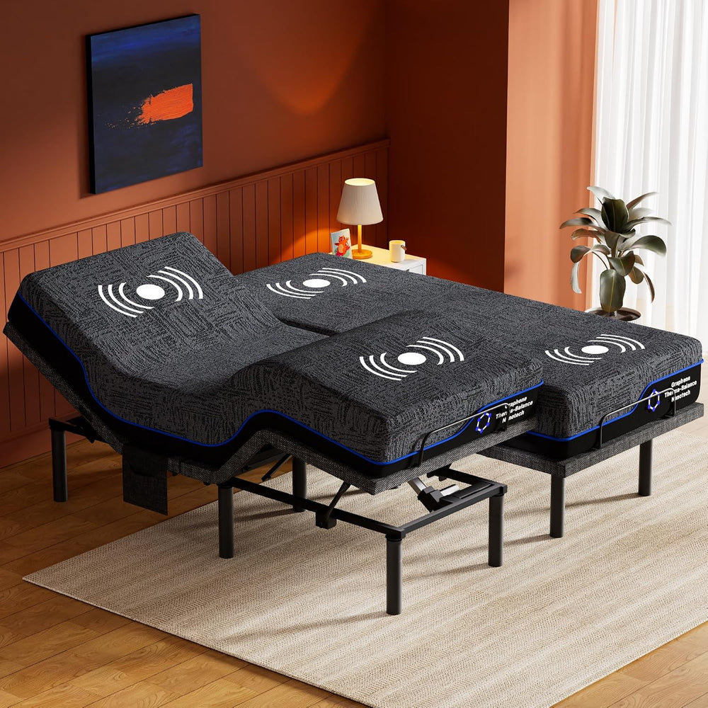 Amada Split King Adjustable Bed Frame and 14 Inch Cooling Gel Memory Foam Mat...