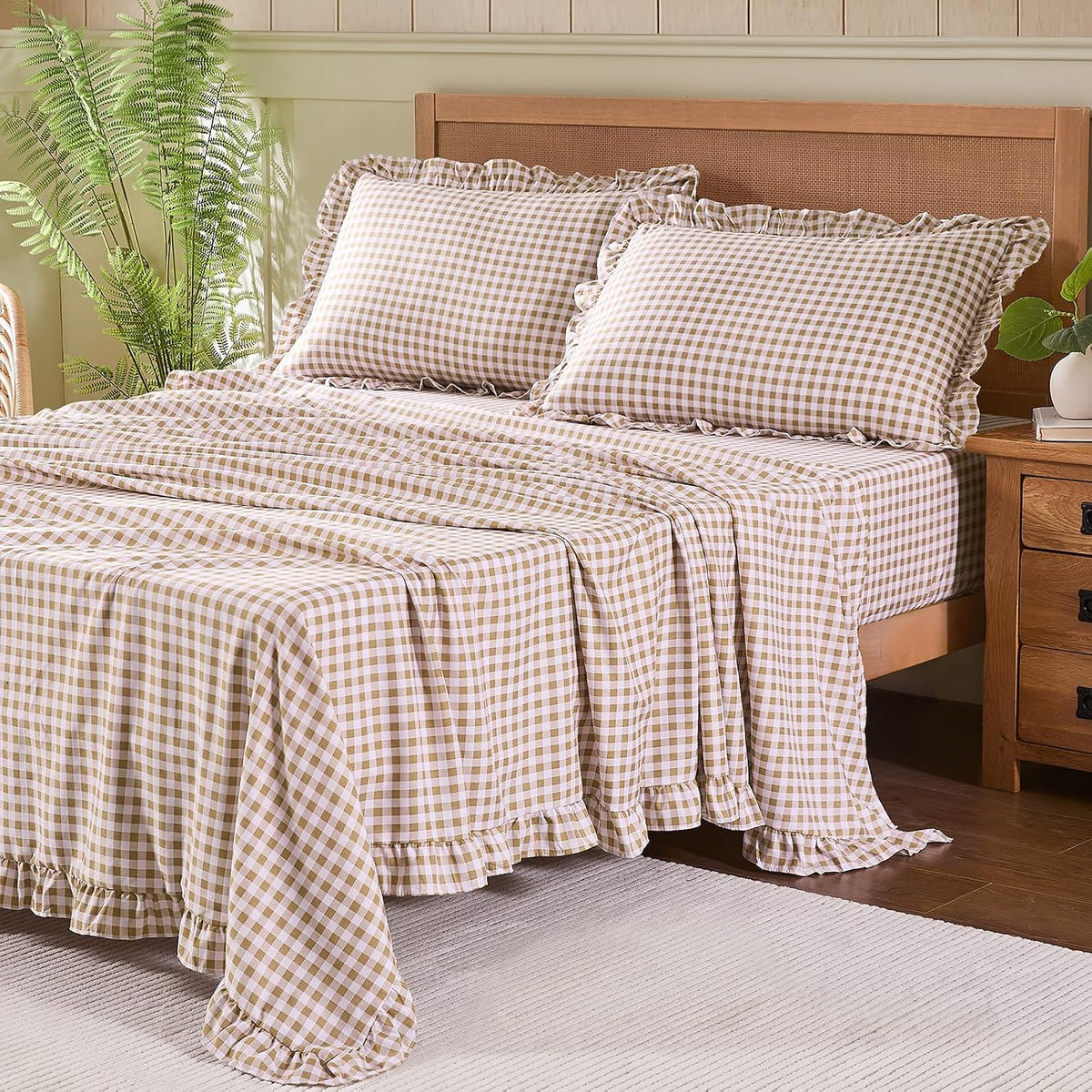 gingham queen sheet set, lightweight super soft brushed, main product view