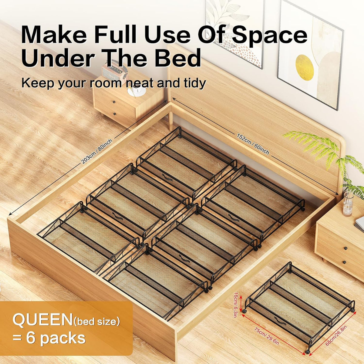 under bed shoe storage organizer, 2 pack under, view 9