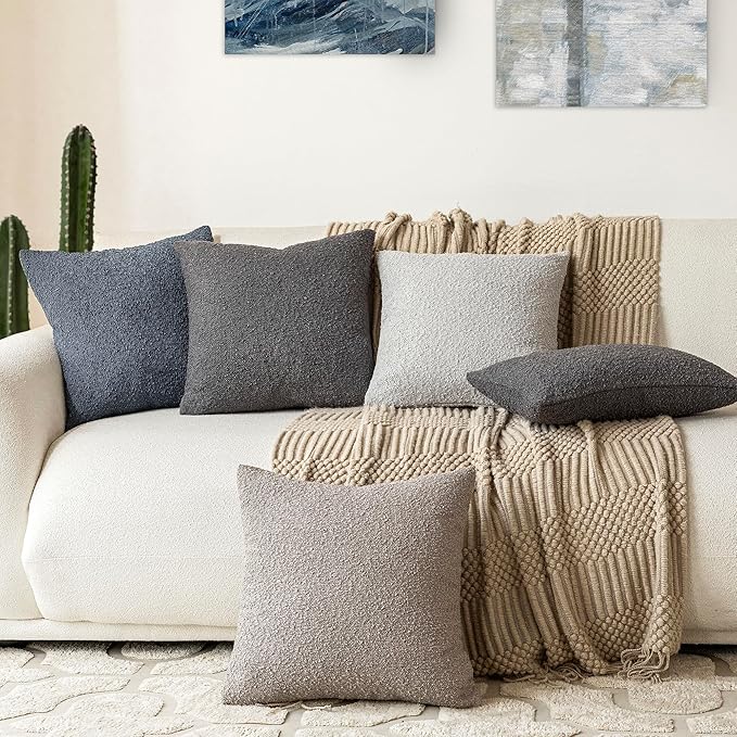 Foindtower Decorative Boucle Throw Pillow Covers Accent Solid Pillow Cases Cozy - Image 7