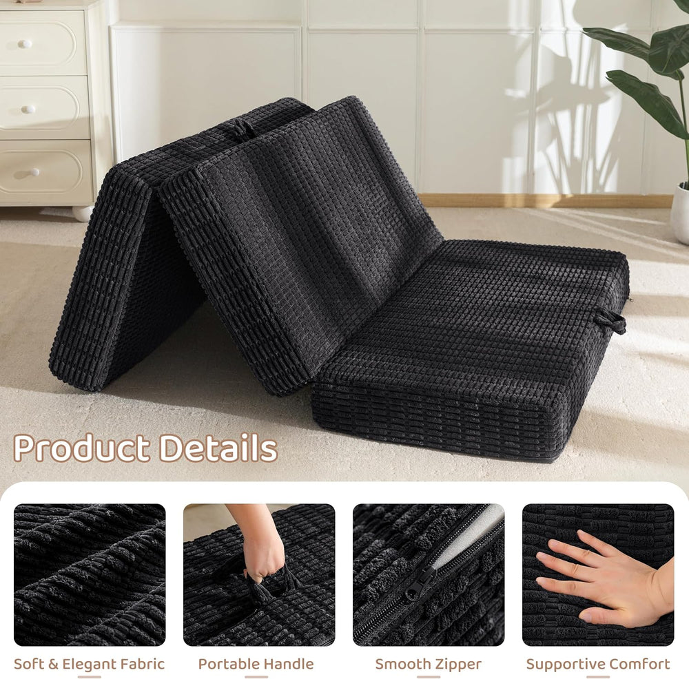 BYBYME Memory Foam Tri-Folding Mattress, 6 Inch Gel Folding Mattress Topper, ...