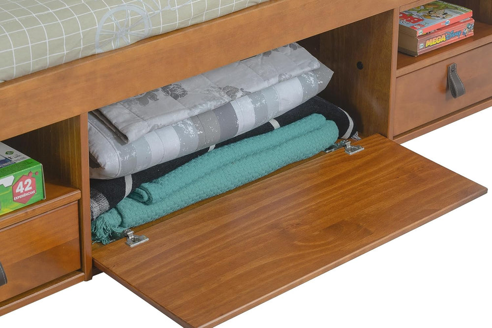 memomad Bali Storage Platform Bed Frame, Twin Size, Oak Brown