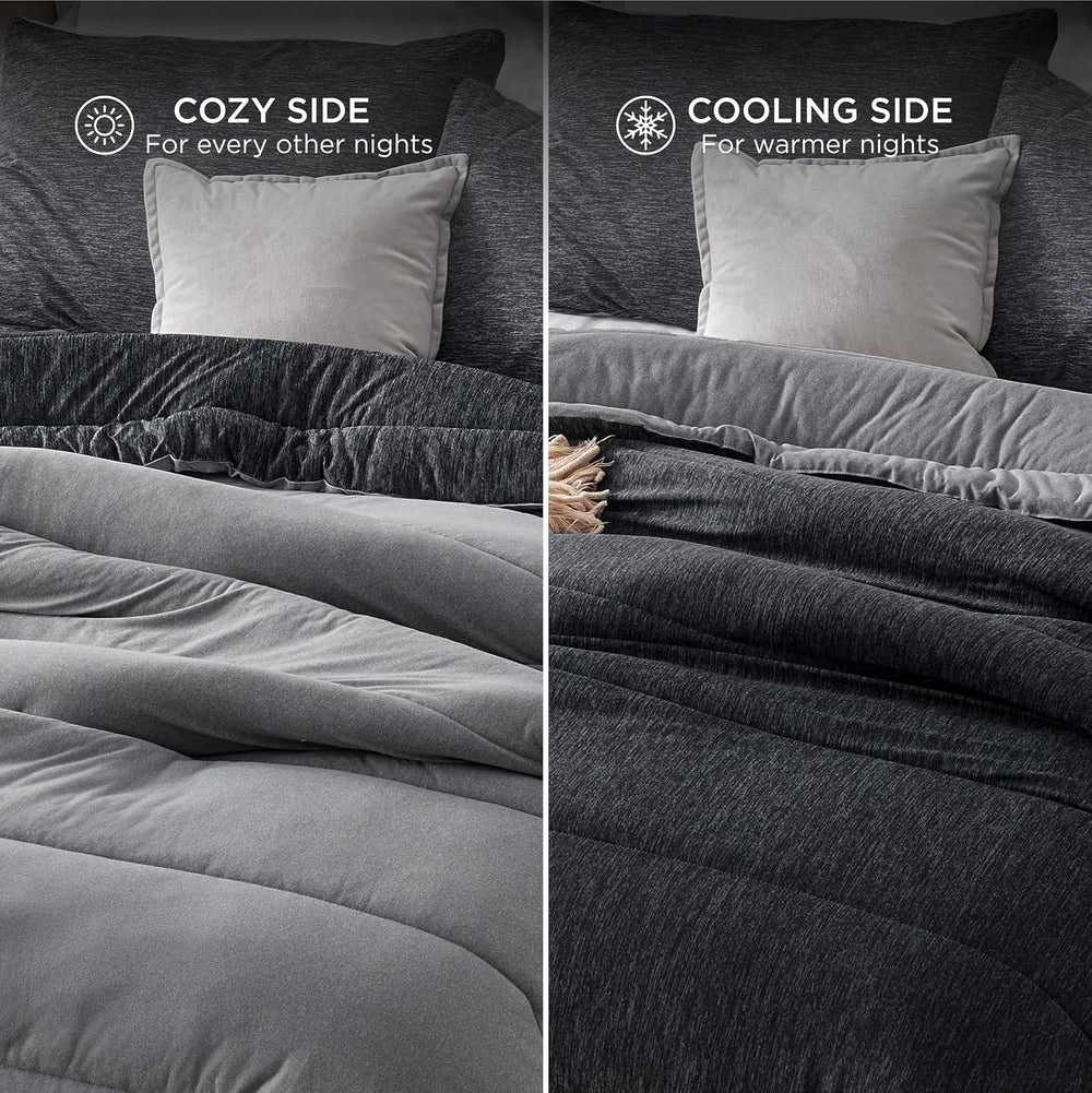 Bedsure King Size Comforter Set, All-Season & Cooling Bedding, Black