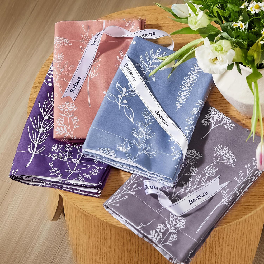 Bedsure Floral Comforter Set Cute Bedding Full Reversible Grayish Purple