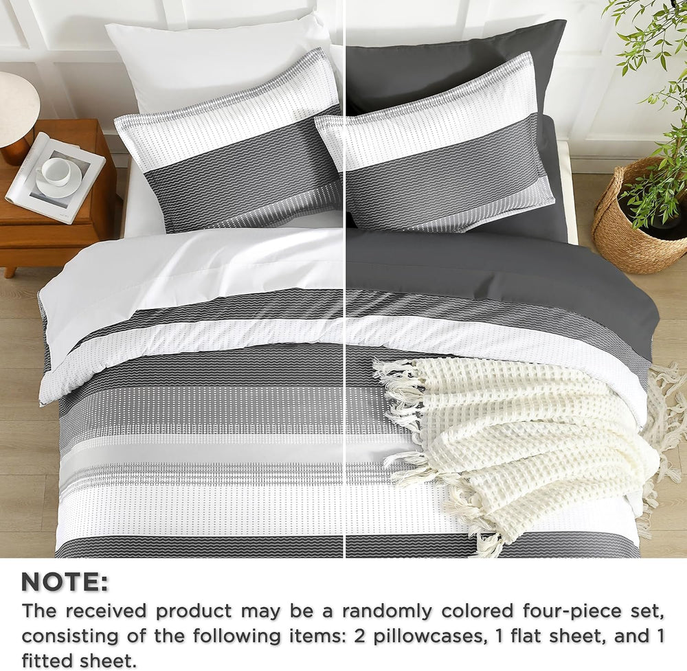 Andency Queen Comforter Set, Dark Grey, 7 Pieces