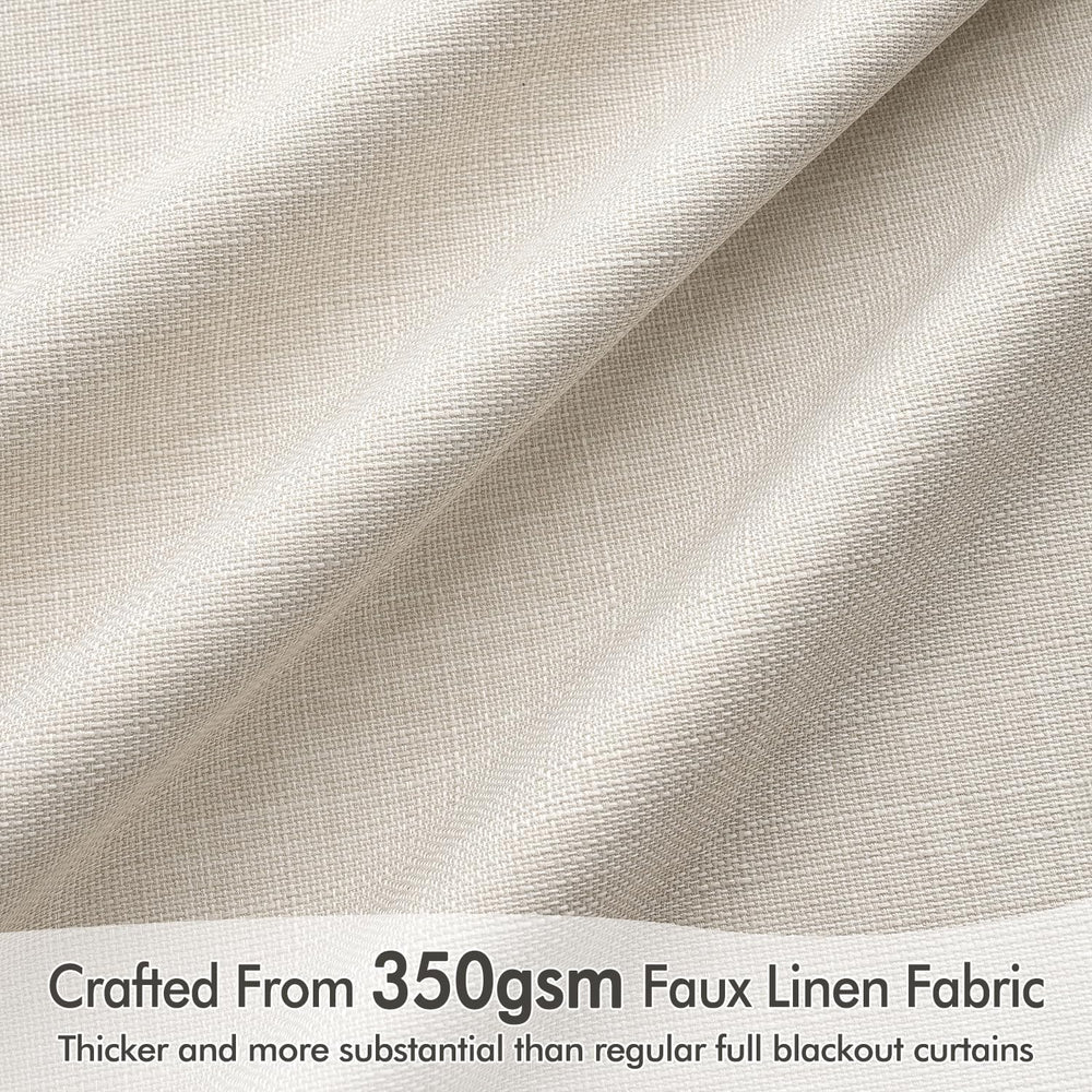 MIULEE 100% Blackout Back Tab Pleat Linen Curtains 50" Wx108 L,Birch