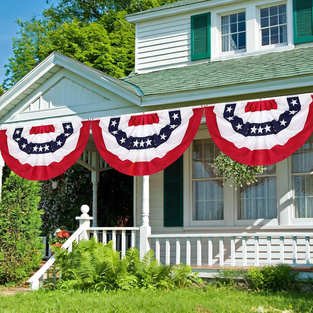 3 Pack 2.5x5 FT USA Bunting Flags Outdoor, American Pleated Fan Flag, 4th of ...