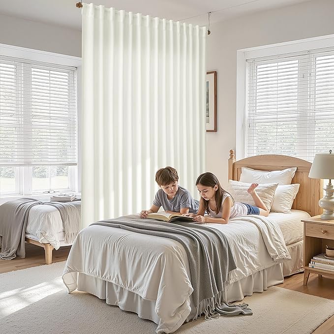 Off White Large Window Curtains Light Filtering Semi Sheer Privacy Linen - Image 8