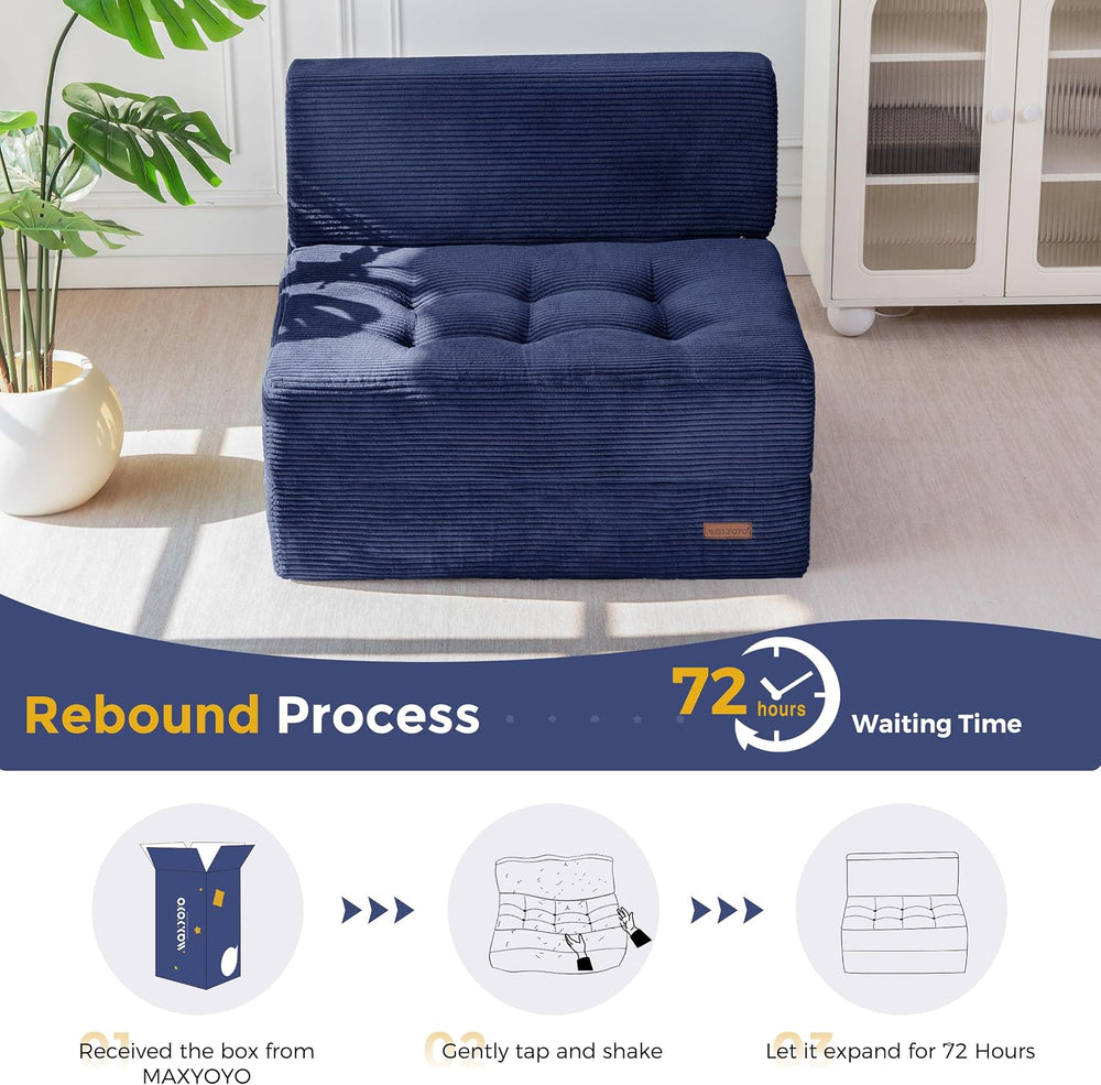 MAXYOYO Folding Sofa Bed, 8-Inch Fold-Out Chair Bed, Single