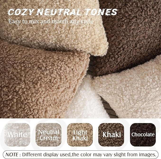 Foindtower 2 Pieces 26x26 Inch Neutral Cream, Faux Fur Throw Pillow Cover - Image 7