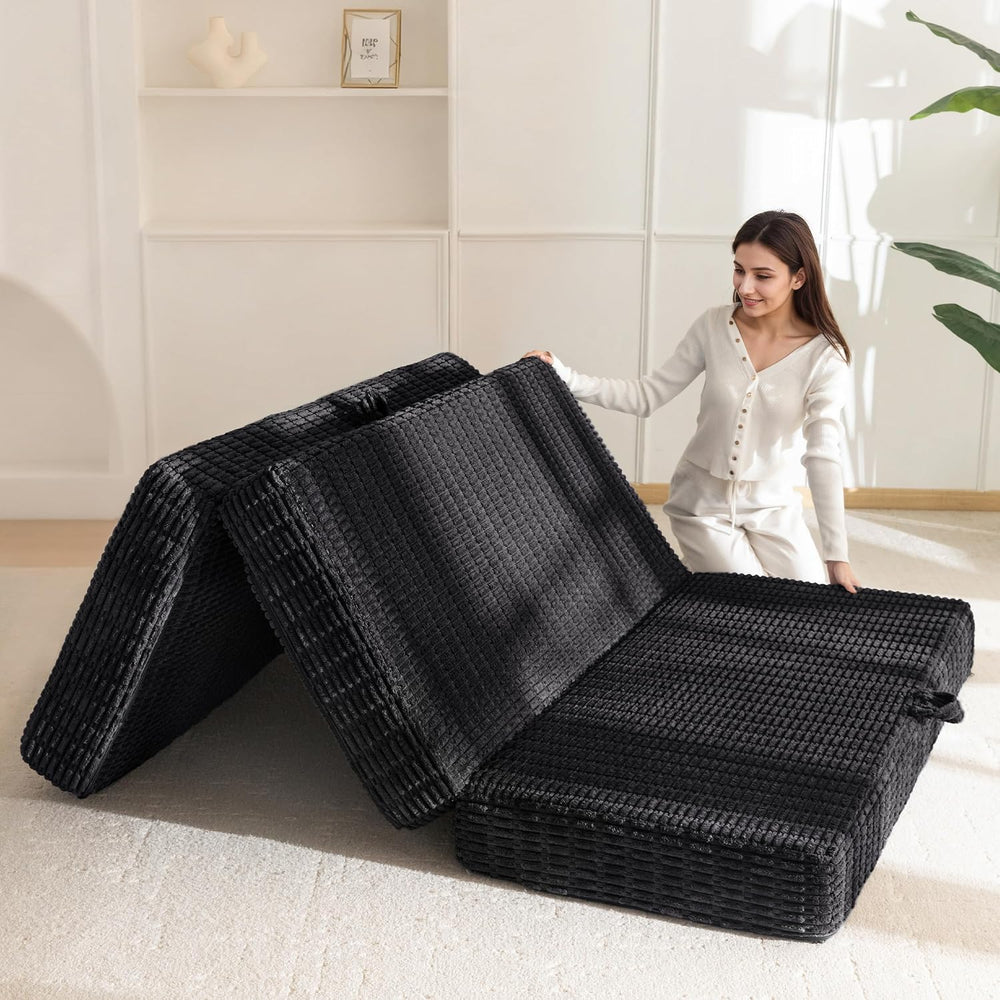BYBYME Memory Foam Tri-Folding Mattress, 6 Inch Gel Folding Mattress Topper, ...