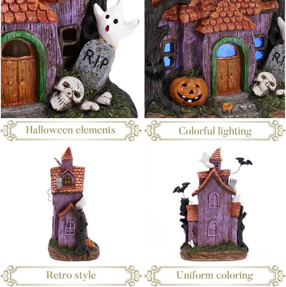 Valery Madelyn Halloween Decorations, Lighted Halloween Village Houses with L...
