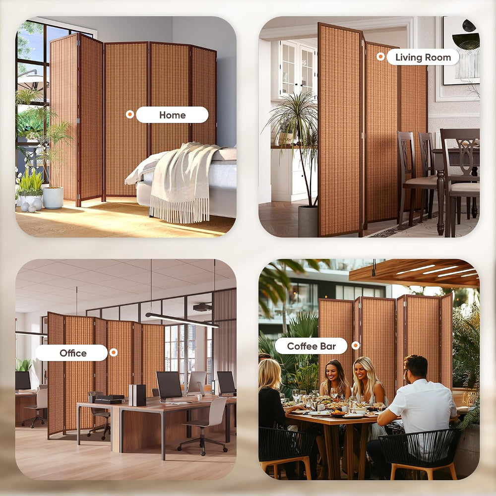 JOSTYLE 6 Panel Folding Privacy Screen 6ft Bamboo Freestanding Room Divider