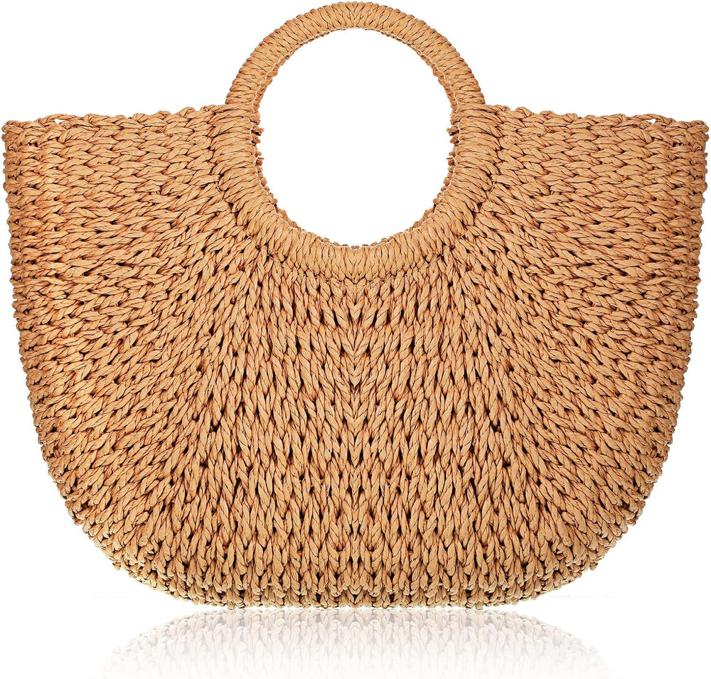 Frienda Straw Tote Bag Summer Beach Bag Handmade Straw Rattan Woven Handbag f...