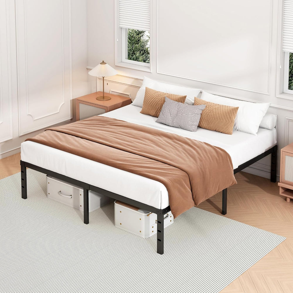 Hafenpo 12 Inch Queen Bed Frame, Under Bed Storage, Black