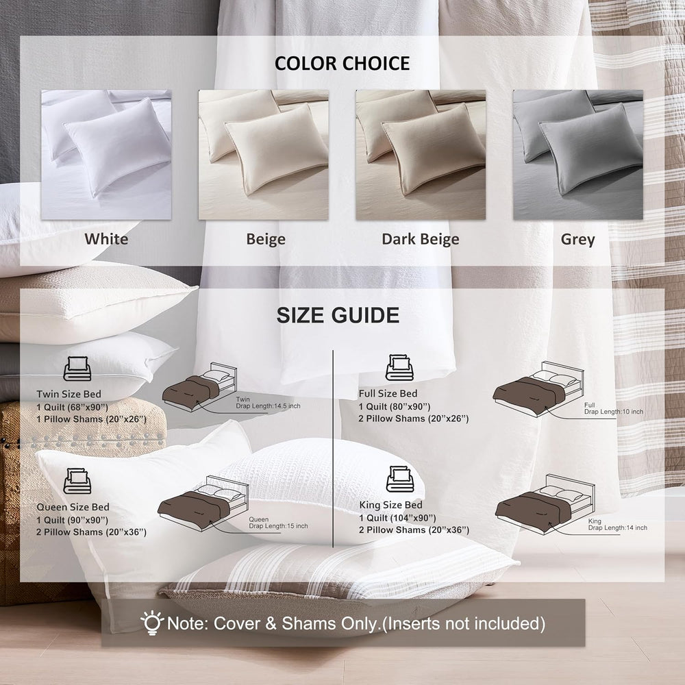 WDCOZY Beige Twin Size Jacquard Duvet Cover Set with Zipper Closure, Modern W...