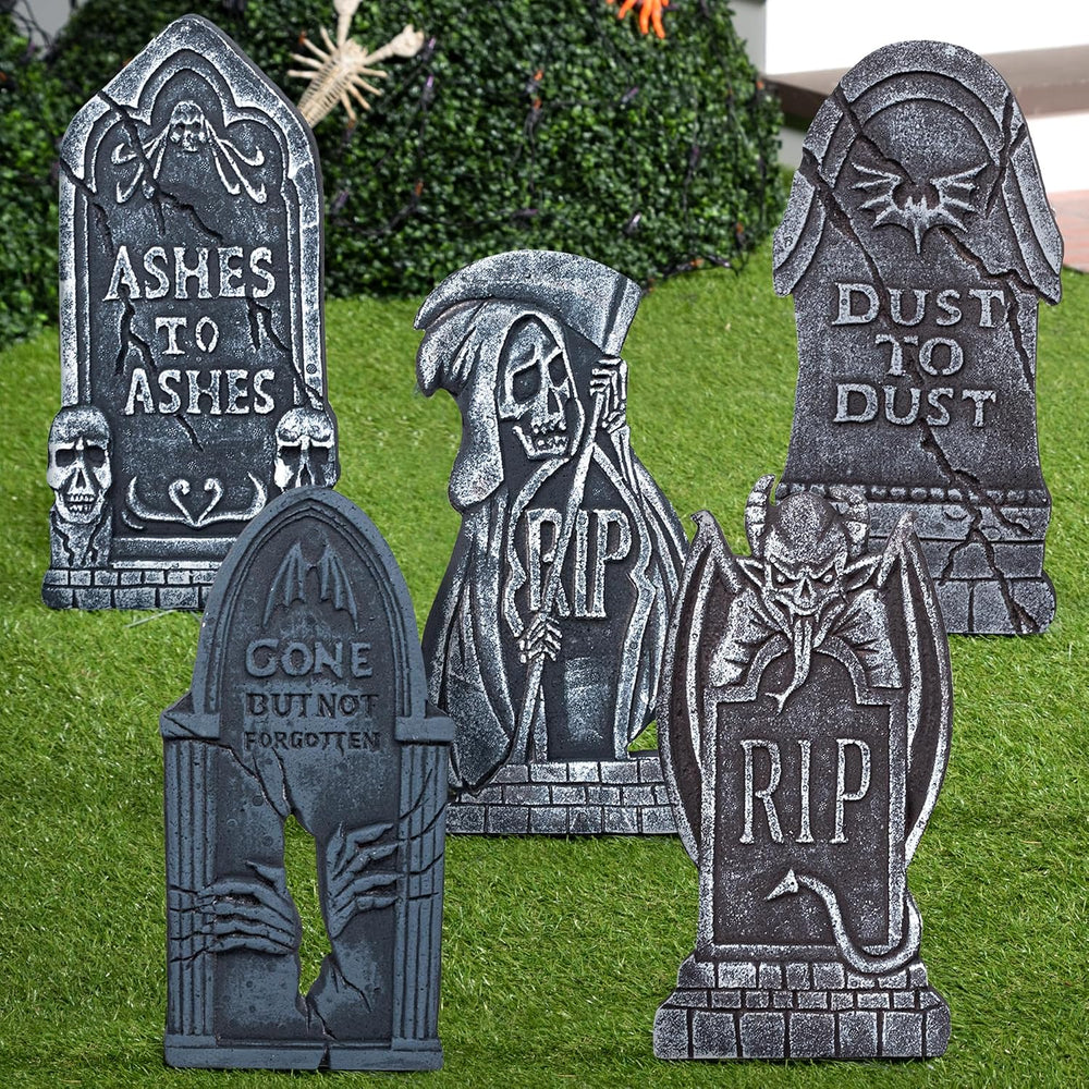 JOYIN 17” Halloween Tombstones For Graves Decorations Outdoor (5 Pack), Foam ...