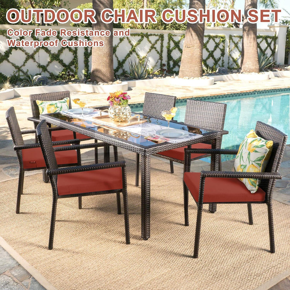 Favoyard Outdoor Chair Cushion Set of 4 Rainproof & Color Fade Resistant ...