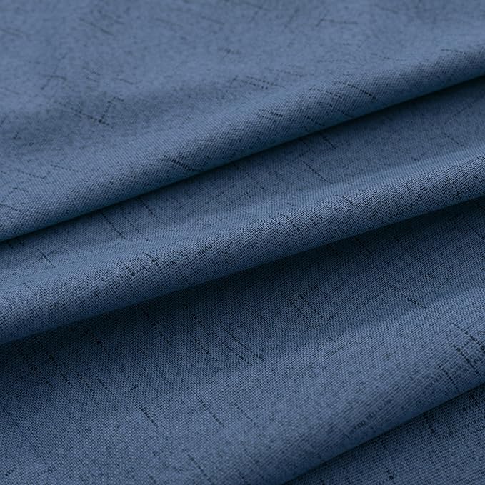 KOUFALL Denim Blue Back Tab Linen Blackout Curtains 92 Inches Long - Image 8