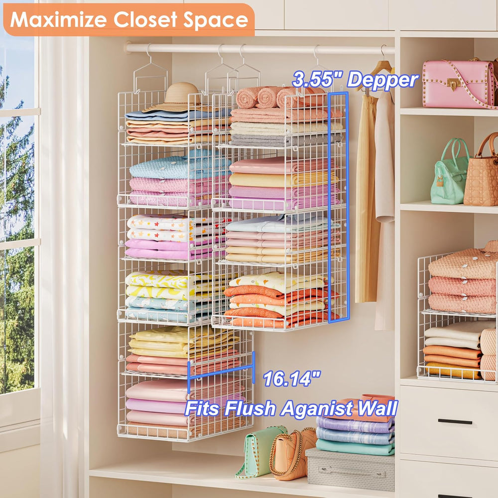 8-Tier Extended Depth Hanging Closet Organizers and Storage for Closet System...