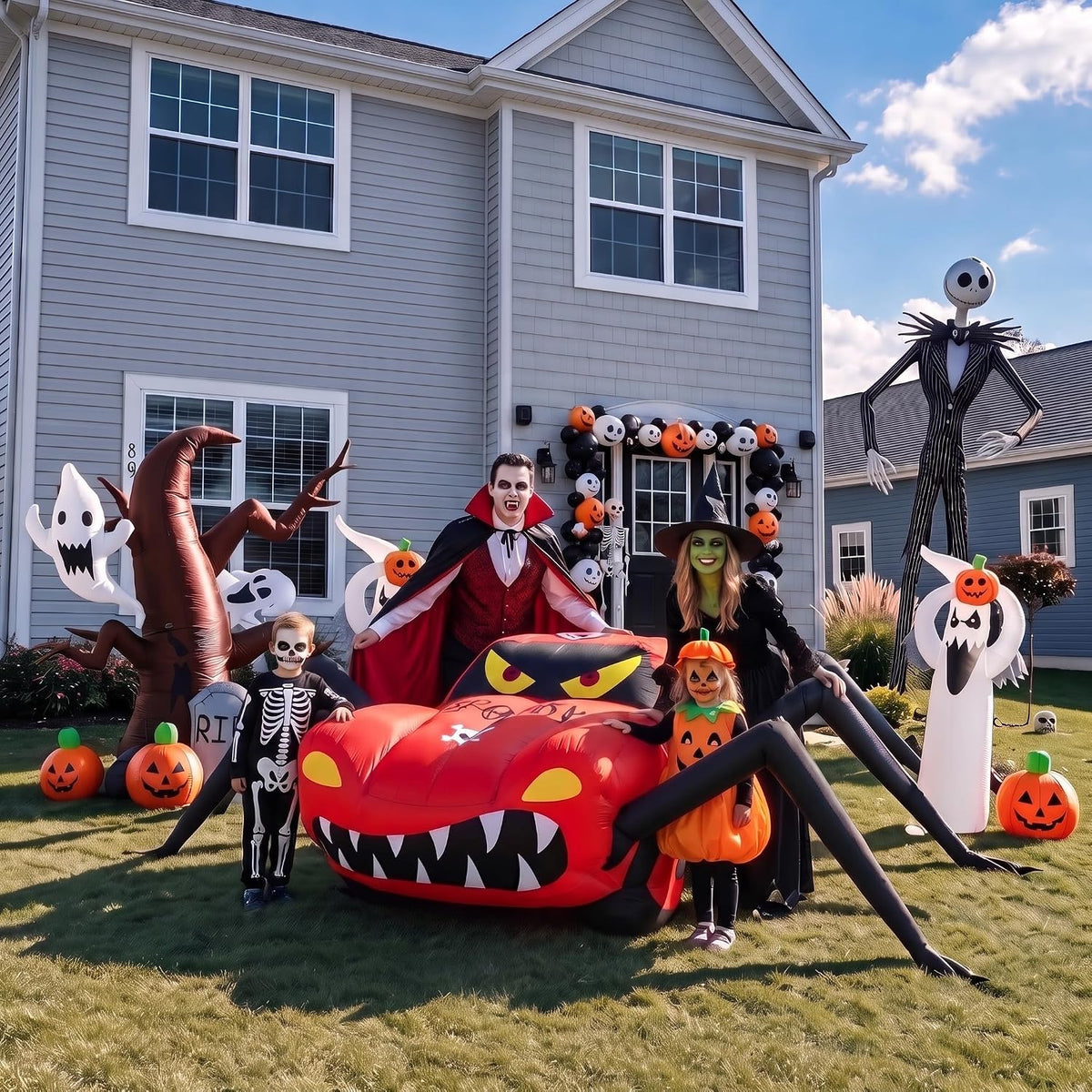 14.8 FT Giant Halloween Inflatables Spider Car Outdoor Decorations