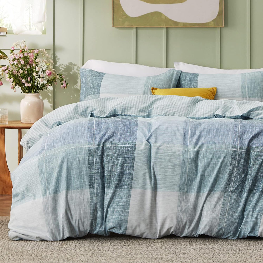 Bedsure Duvet Cover King Size - Gingham Reversible Buffalo Plaid Duvet Cover ...