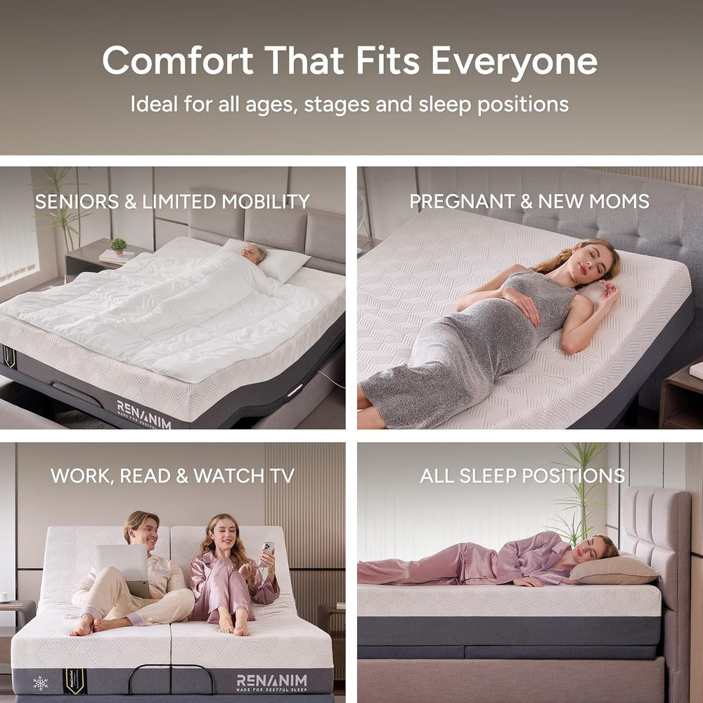 SFE Full Size Adjustable Bed Frame - Zero Clearance Smart Frame, Electric Mas...