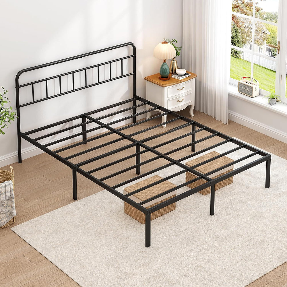 Full Bed Frame with Classin Headboard, Black