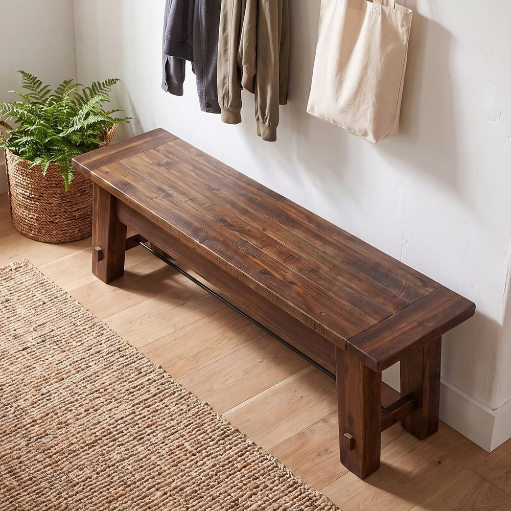 Alaterre Durango Rustic Industrial Solid Wood Entryway Bench, Natural, 60”
