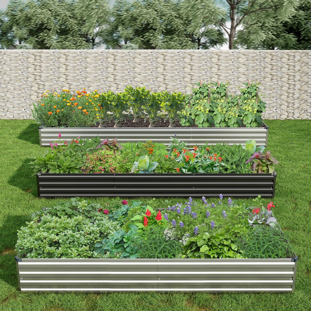 6x3x1ft(2 PCS) Galvanized Raised Garden Beds Kit,Silver