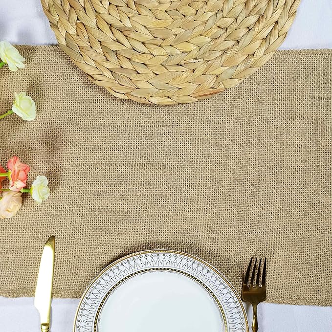 1 Pack 12 inch x 10 Yards Burlap Table Runner, Natural Rustic Jute Table Runners - Image 7