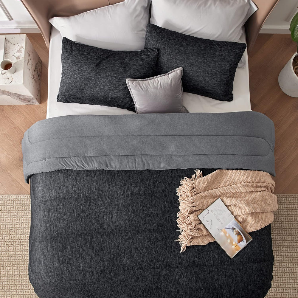 Bedsure King Size Comforter Set, All-Season & Cooling Bedding, Black