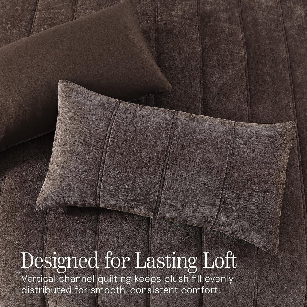 BLOOMHAVEN Chenille King Size Comforter Set-Cozy Warm Velvet Bedding Set