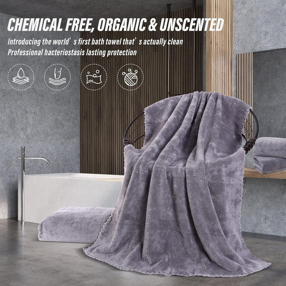MOONQUEEN 6 Pack Premium Bath Towel Set - Quick Drying - Microfiber Coral Vel...
